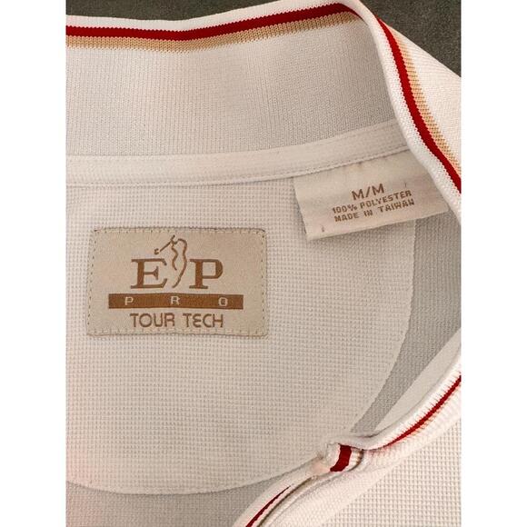 EP Pro Tour Tech Medium Polo Shirt Short Sleeve Half Zip Striped Cuffs Womens - Picture 5 of 7